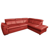 ECKSOFA  in Echtleder Rot  - Wengefarben/Rot, Design, Leder/Holz (265/211cm) - Livetastic