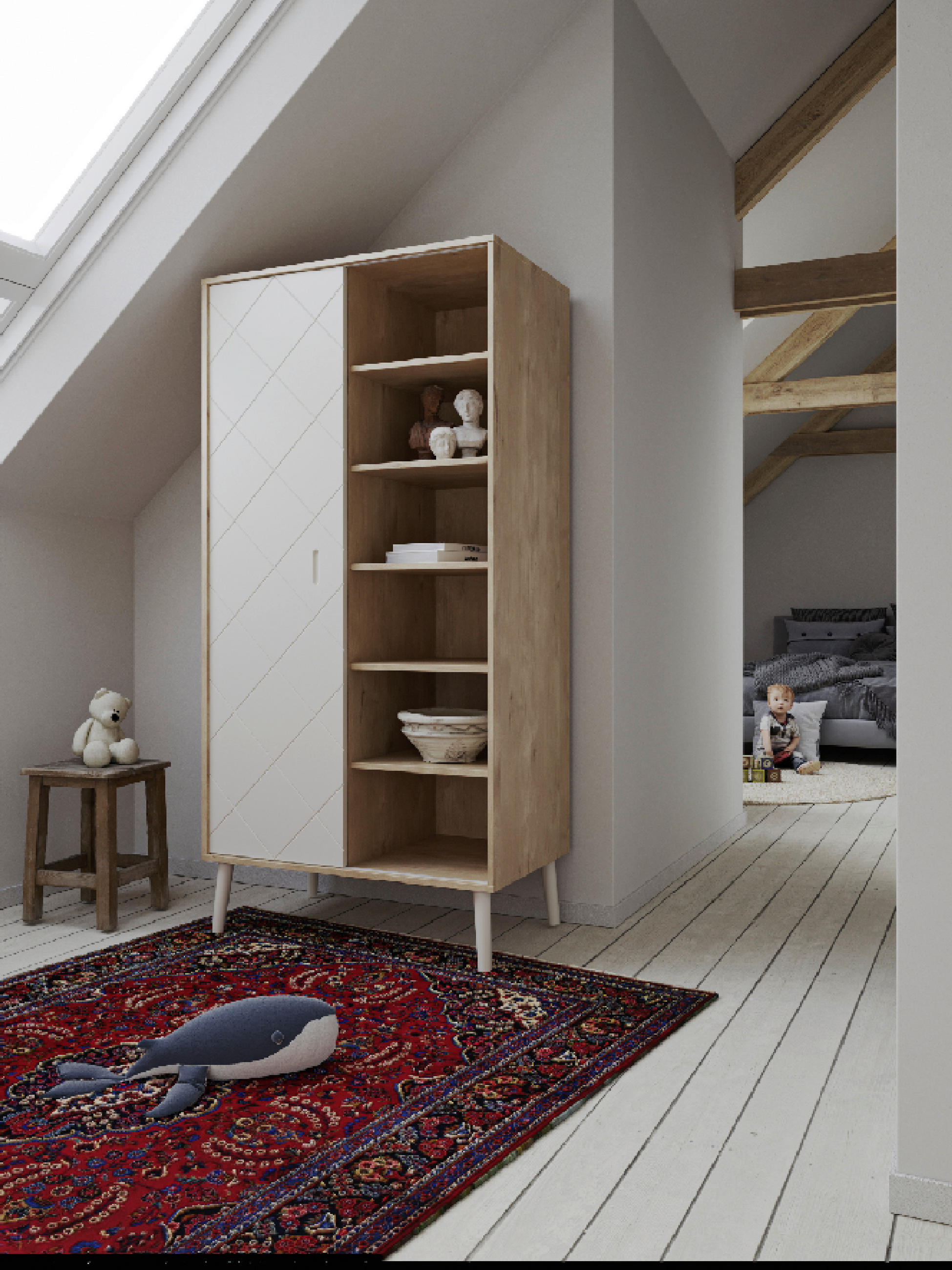 BABYKLEIDERSCHRANK Peak Natural  - Naturfarben/Weiß, Basics, Holz/Holzwerkstoff (96/196/58cm)