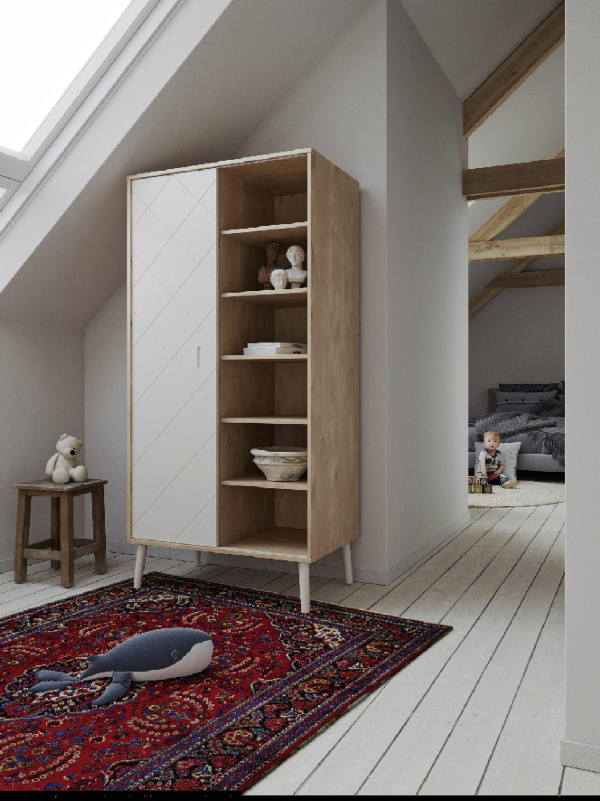 BABYKLEIDERSCHRANK Peak Natural  - Naturfarben/Weiß, Basics, Holz/Holzwerkstoff (96/196/58cm)