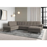 WOHNLANDSCHAFT Schlammfarben Flachgewebe  - Schlammfarben/Schwarz, MODERN, Textil/Metall (212/319/164cm) - Sit & More