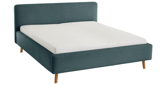 POLSTERBETT Blau 160/200 cm  - Blau/Eichefarben, Design, Holz/Textil (160/200cm) - Xora