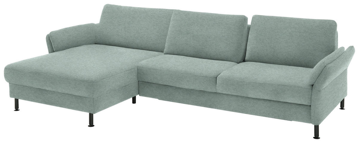 ECKSOFA  in Chenille, Flachgewebe Mintgrün  175/316 cm  - Schwarz/Mintgrün, Design, Textil/Metall (175/316cm) - Dieter Knoll