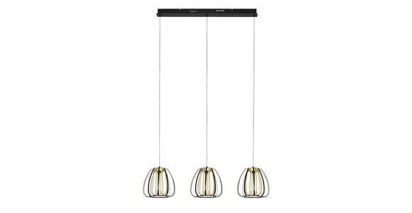 LED-HÄNGELEUCHTE 95/23/150 cm - Goldfarben/Schwarz, Design, Kunststoff/Metall (95/23/150cm) - Novel
