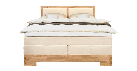 BOXSPRINGBETT 140/200 cm  in Eichefarben, Beige  - Eichefarben/Beige, Design, Holz/Textil (140/200cm) - Linea Natura