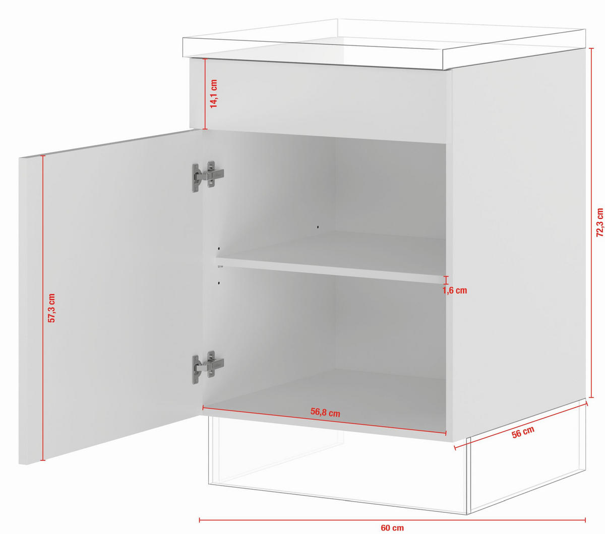 KOCHFELDUMBAUSCHRANK 60/87,8/57,6 cm  in Weiß  - Edelstahlfarben/Weiß, Basics, Holzwerkstoff/Metall (60/87,8/57,6cm) - Impuls