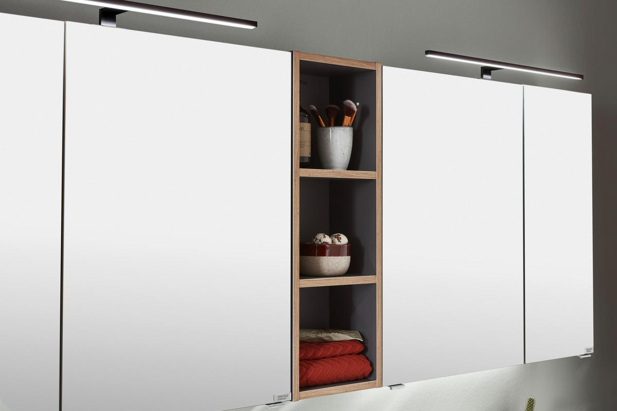 SPIEGELSCHRANK 185/70,3/17,3 cm  - Chromfarben/Eichefarben, KONVENTIONELL, Glas/Holzwerkstoff (185/70,3/17,3cm) - Dieter Knoll