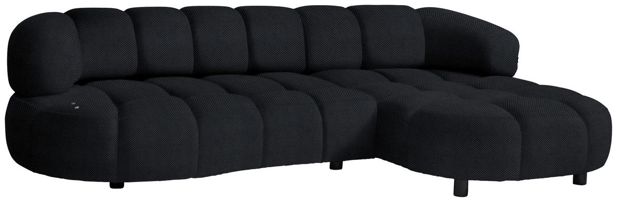 ECKSOFA in Webstoff Schwarz  - Schwarz, Design, Holz/Textil (284/183cm) - Welnova