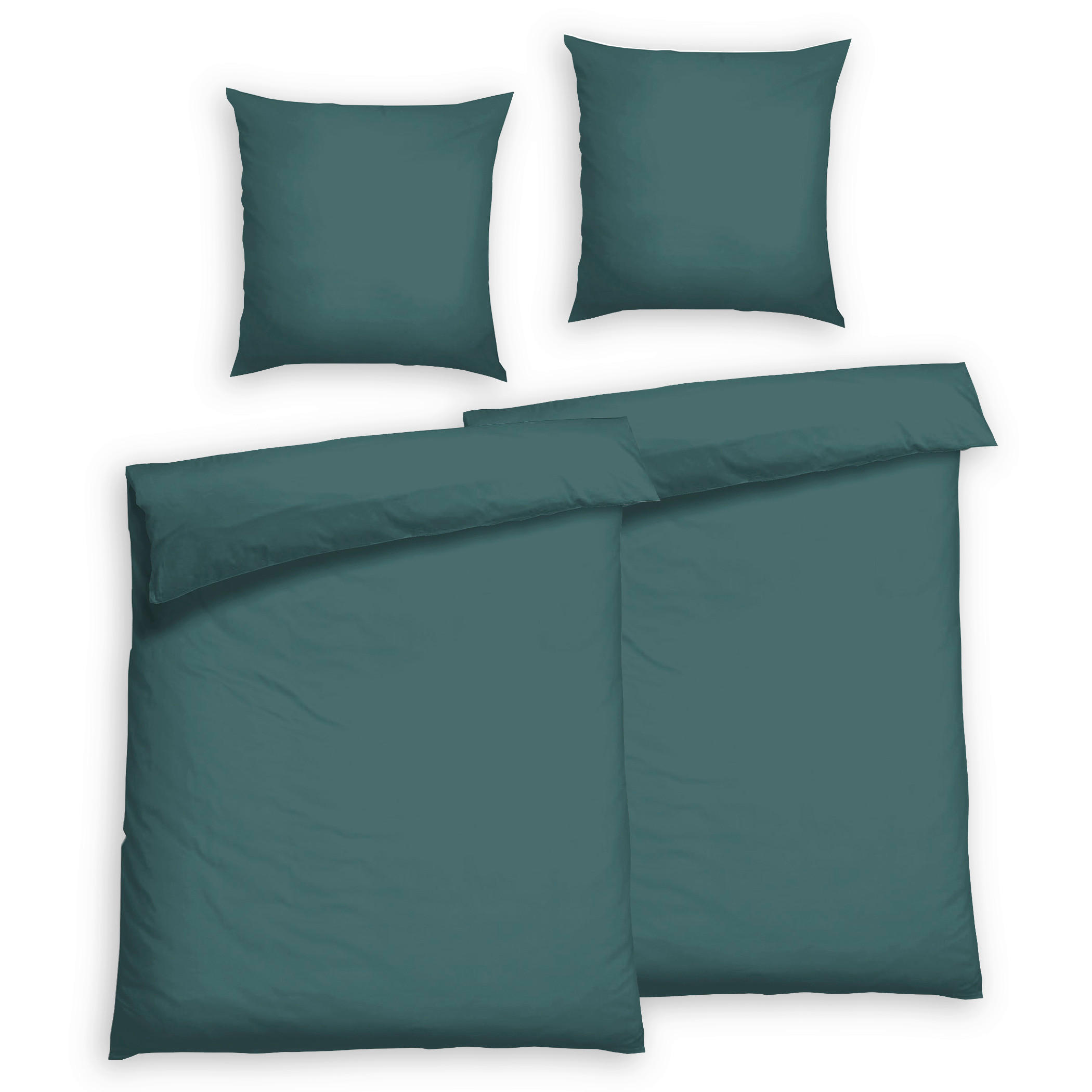 Bettwäsche 2er Set 4-teilig Satin 135/200 cm  - Grün, Basics, Textil (135/200cm) - Florella