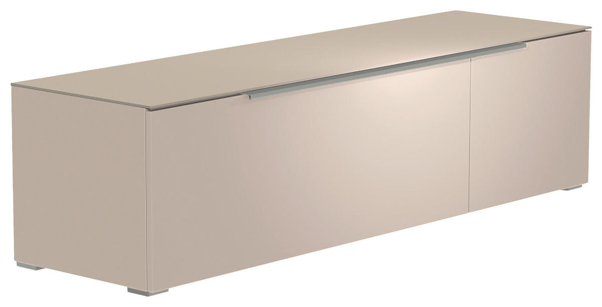 LOWBOARD Alufarben, Sandfarben  160/43/45 cm  - Sandfarben/Alufarben, Design, Glas/Holzwerkstoff (160/43/45cm) - Moderano