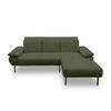 ECKSOFA in Mikrofaser Grün  242/170 cm  - Wildeiche/Schwarz, Design, Holz/Textil (242/170cm) - MID.YOU