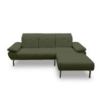 ECKSOFA Grün Mikrofaser  - Wildeiche/Schwarz, Design, Textil/Metall (242/170cm) - MID.YOU