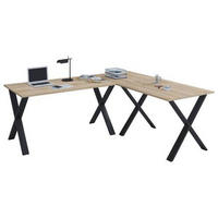 ECKSCHREIBTISCH 130/50/76 cm  in Schwarz, Sonoma Eiche  - Schwarz/Sonoma Eiche, Modern, Holzwerkstoff/Metall (130/50/76cm) - MID.YOU