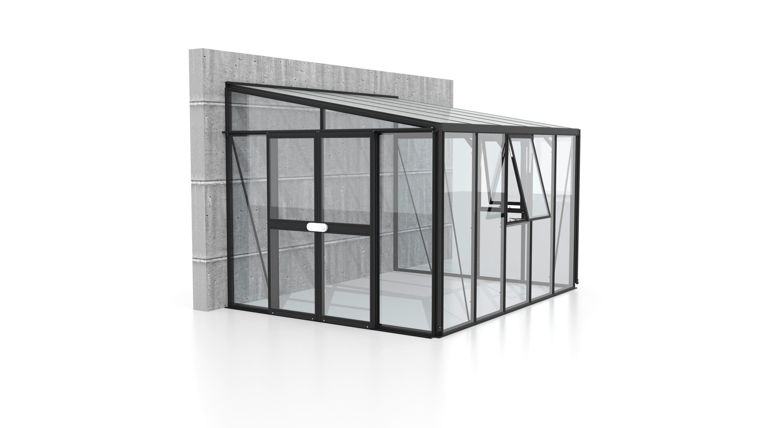 Anlehn-gewächshausbausatz Athena 8600 Esg/hkp, Schwarz