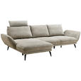 ECKSOFA inkl. Funktionen Beige Mikrofaser Armteilverstellung, Sitztiefenverstellung, Kopfstütze  - Beige/Schwarz, Design, Textil/Metall (170/325cm) - Novel