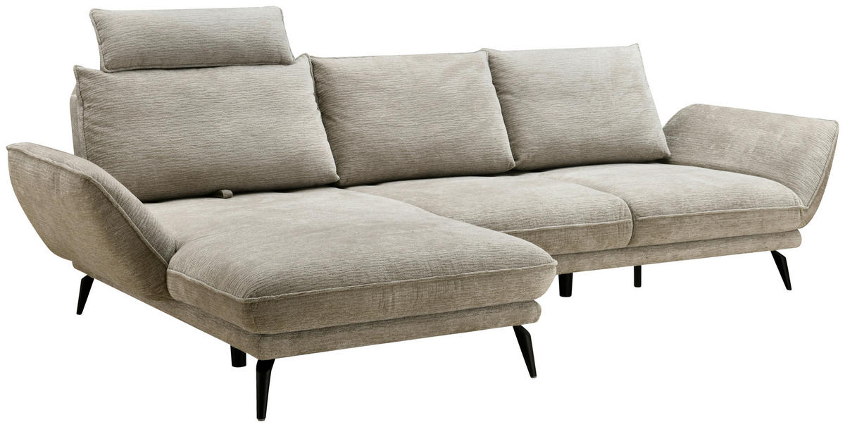 ECKSOFA Beige Mikrofaser  - Beige/Schwarz, Design, Textil/Metall (170/325cm) - Novel