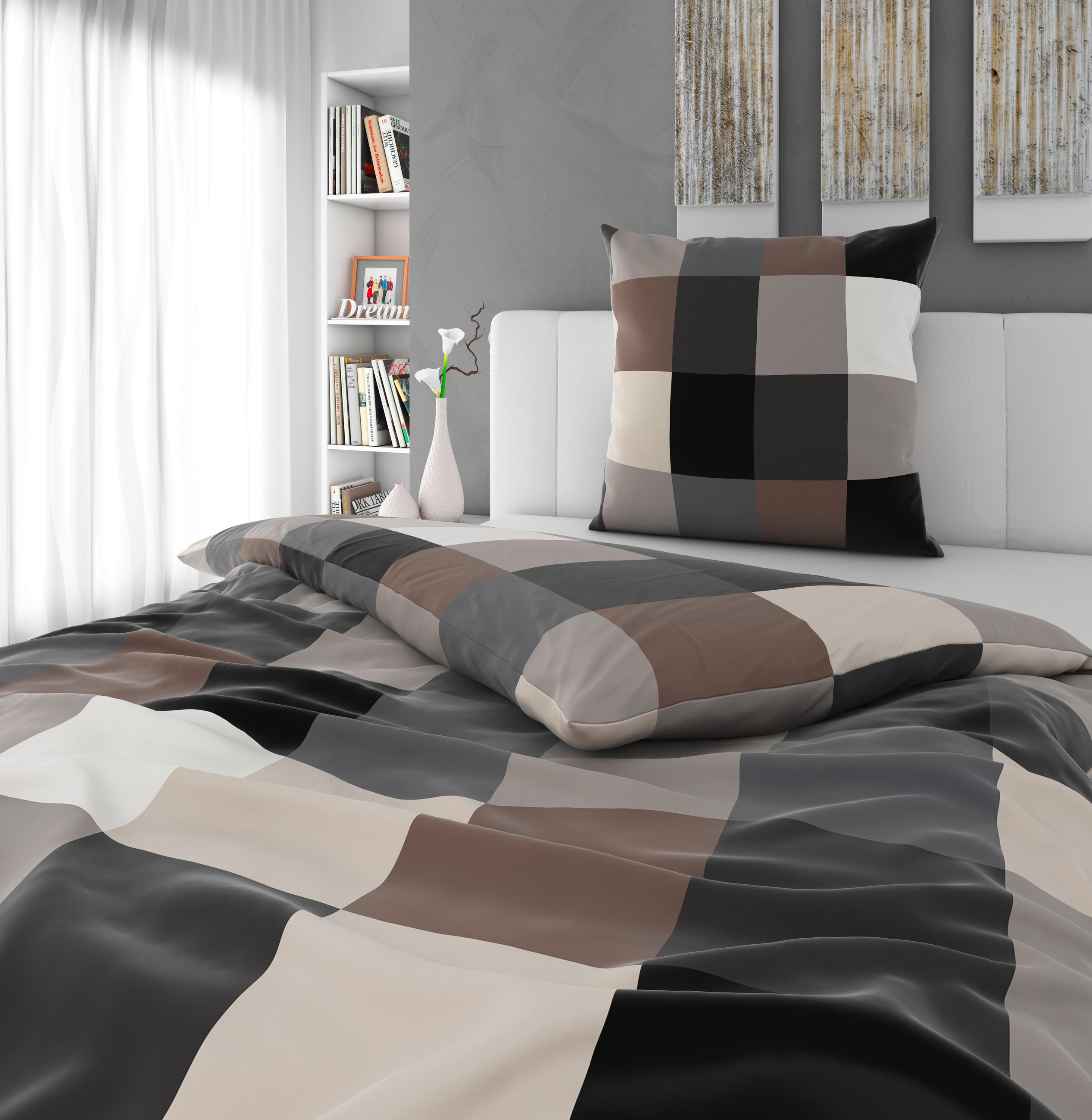 BETTWÄSCHE 135/200 cm Satin  - Anthrazit, Textil (135/200cm) - Novel