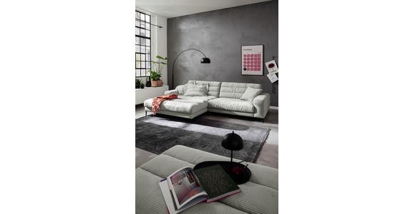 ECKSOFA in Cord Hellgrau  - Hellgrau/Schwarz, Design, Textil/Metall (207/296cm) - Dieter Knoll