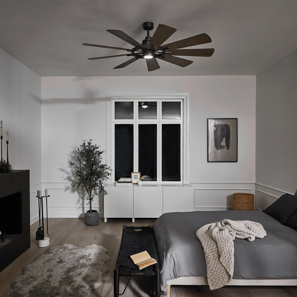 DECKENVENTILATOR  165/42 cm    - Walnussfarben/Zinkfarben, Basics, Glas/Holz (165/42cm) - Elstead Lighting