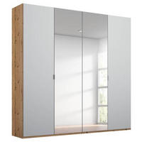 DREHTÜRENSCHRANK in Grau, Eichefarben  - Eichefarben/Alufarben, Trend, Glas/Holzwerkstoff (201/223/60cm) - Stylife