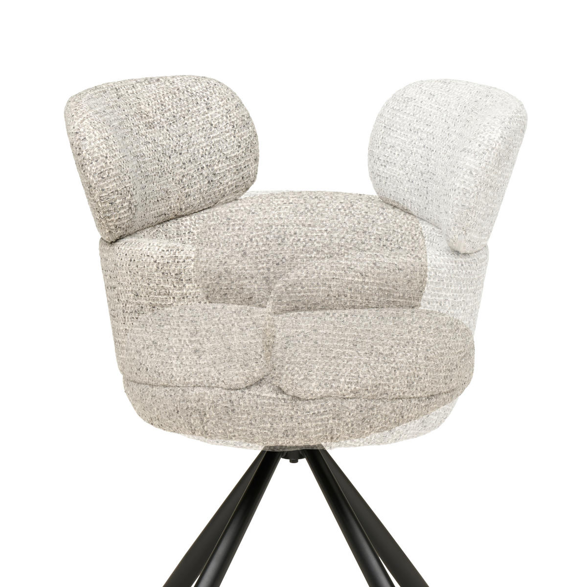 ARMLEHNSTUHL  Sitzfläche 360° drehbar Webstoff  - Hellgrau/Schwarz, MODERN, Textil/Metall (60/84/64cm) - MID.YOU