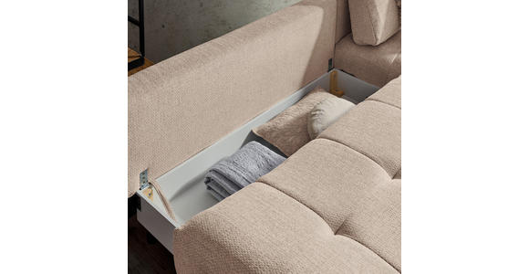 ECKSOFA in Chenille Beige  - Beige/Schwarz, MODERN, Textil/Metall (290/182cm) - Hom`in