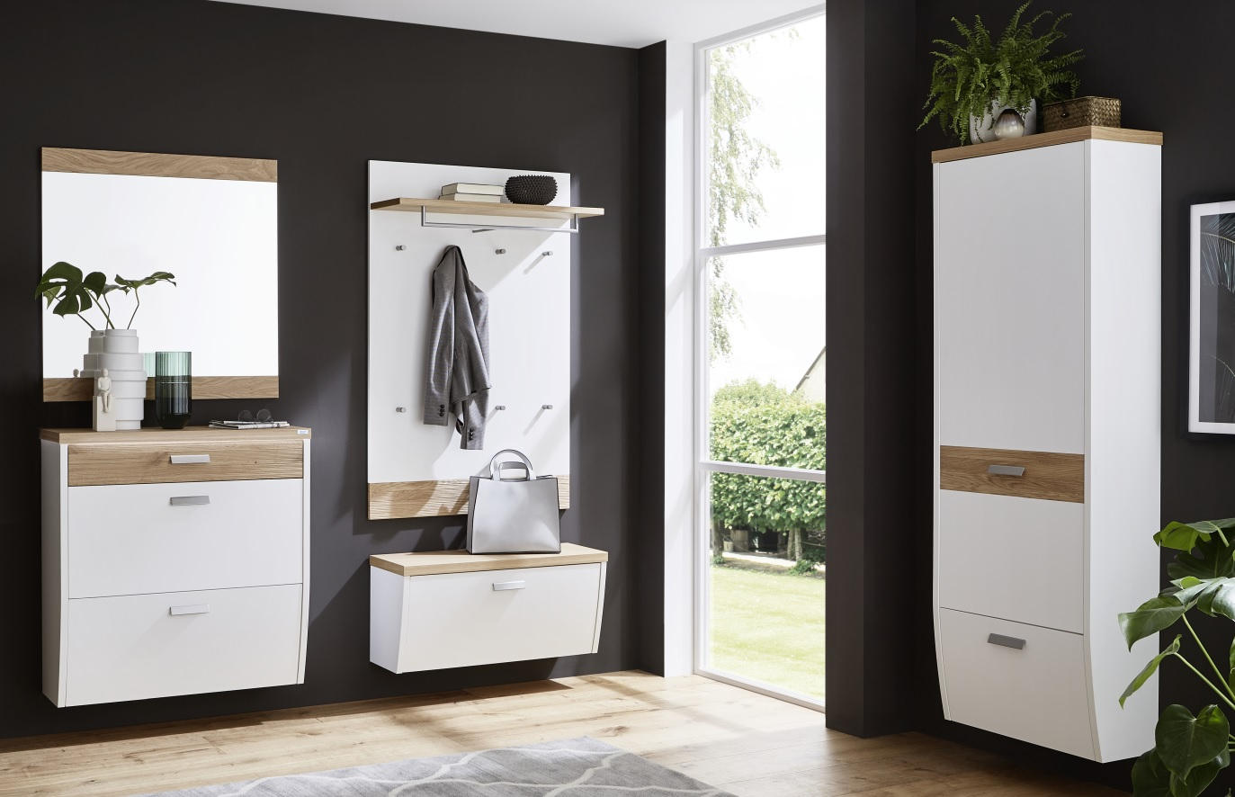 GARDEROBE 5-teilig  in 290/200/32 cm  - Eichefarben/Weiß, Design, Holz/Holzwerkstoff (290/200/32cm) - Dieter Knoll