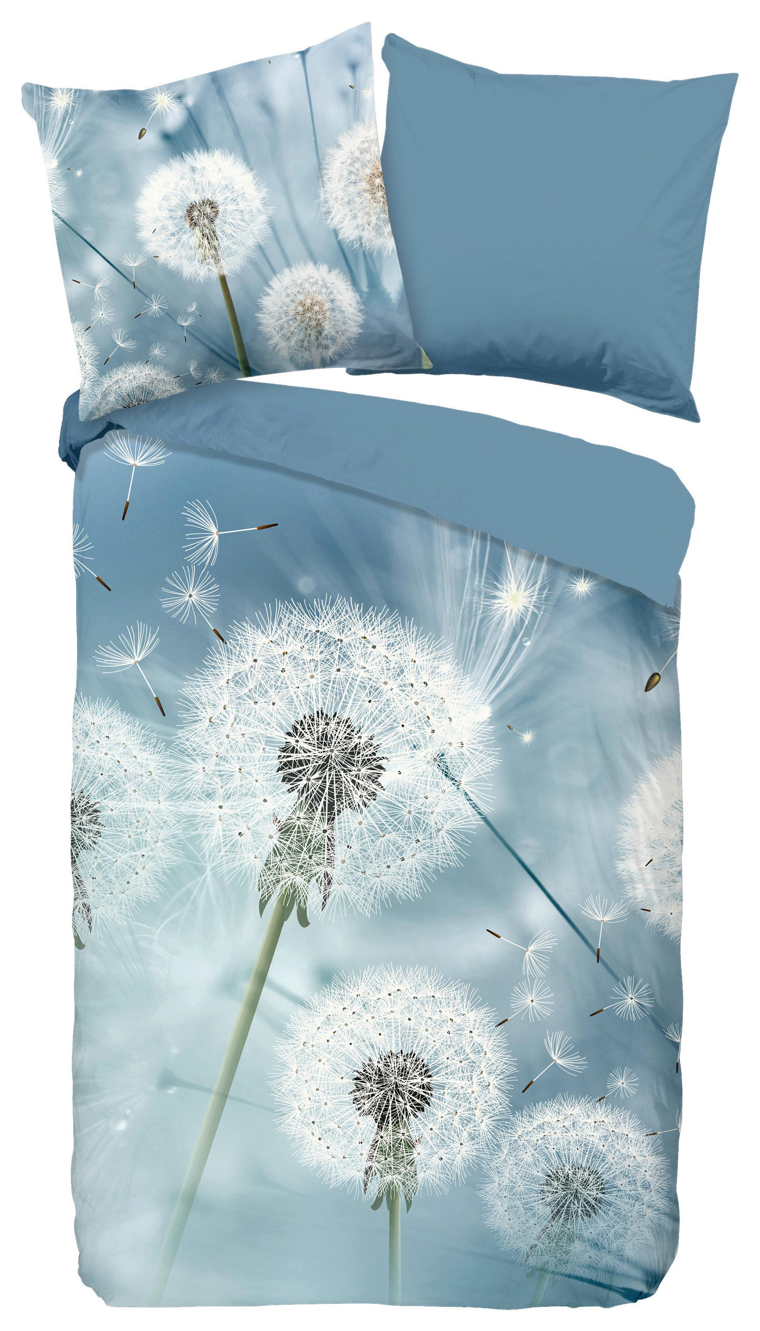 WENDEBETTWÄSCHE Wishfull Renforcé 155/220 cm  - Blau, Natur, Textil (155/220cm)