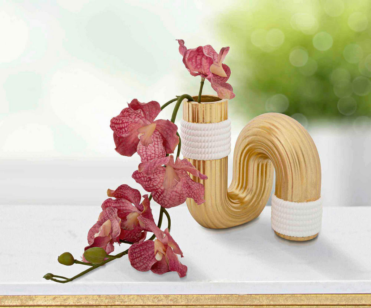 Vase Bann  - Goldfarben/Weiß, Basics, Kunststoff (10.5/12.7/10.5cm)