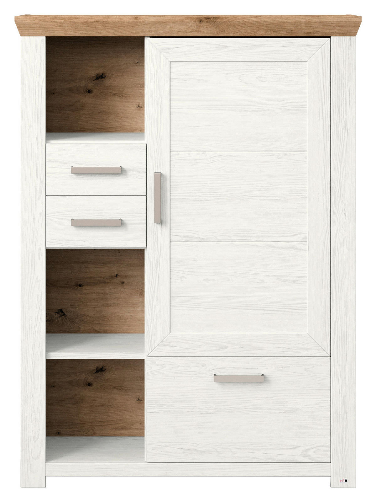 HIGHBOARD  in 104,5/142,6/42,2 cm  - Eiche Artisan/Weiß, Design, Holzwerkstoff/Metall (104,5/142,6/42,2cm) - SetOne by Musterring