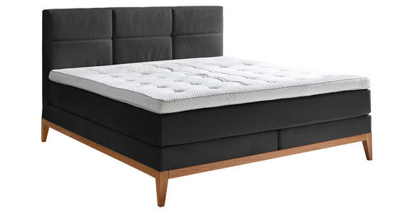 BOXSPRINGBETT 180/200 cm  in Anthrazit  - Eichefarben/Anthrazit, KONVENTIONELL, Holz/Textil (180/200cm) - Carryhome