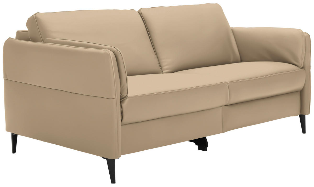 3-SITZER-SOFA in Echtleder Beige  - Beige/Schwarz, Design, Leder/Metall (190/84/99cm) - Dieter Knoll