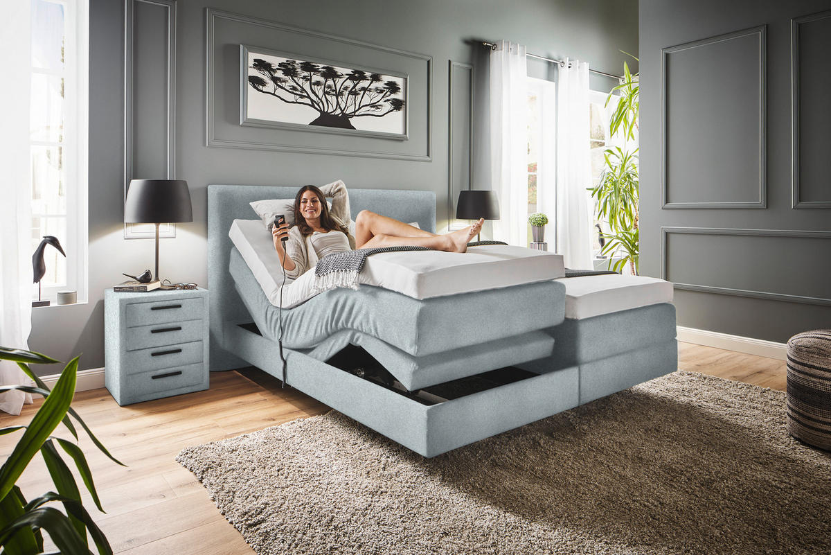 BOXSPRINGBETT 160/200 cm  in Hellgrau  - Hellgrau, Konventionell, Holz/Textil (160/200cm) - Dieter Knoll