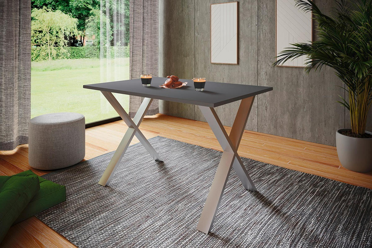 SCHREIBTISCH  in Anthrazit, Silberfarben  - Anthrazit/Silberfarben, Design, Holzwerkstoff/Metall (160/76/80cm) - MID.YOU