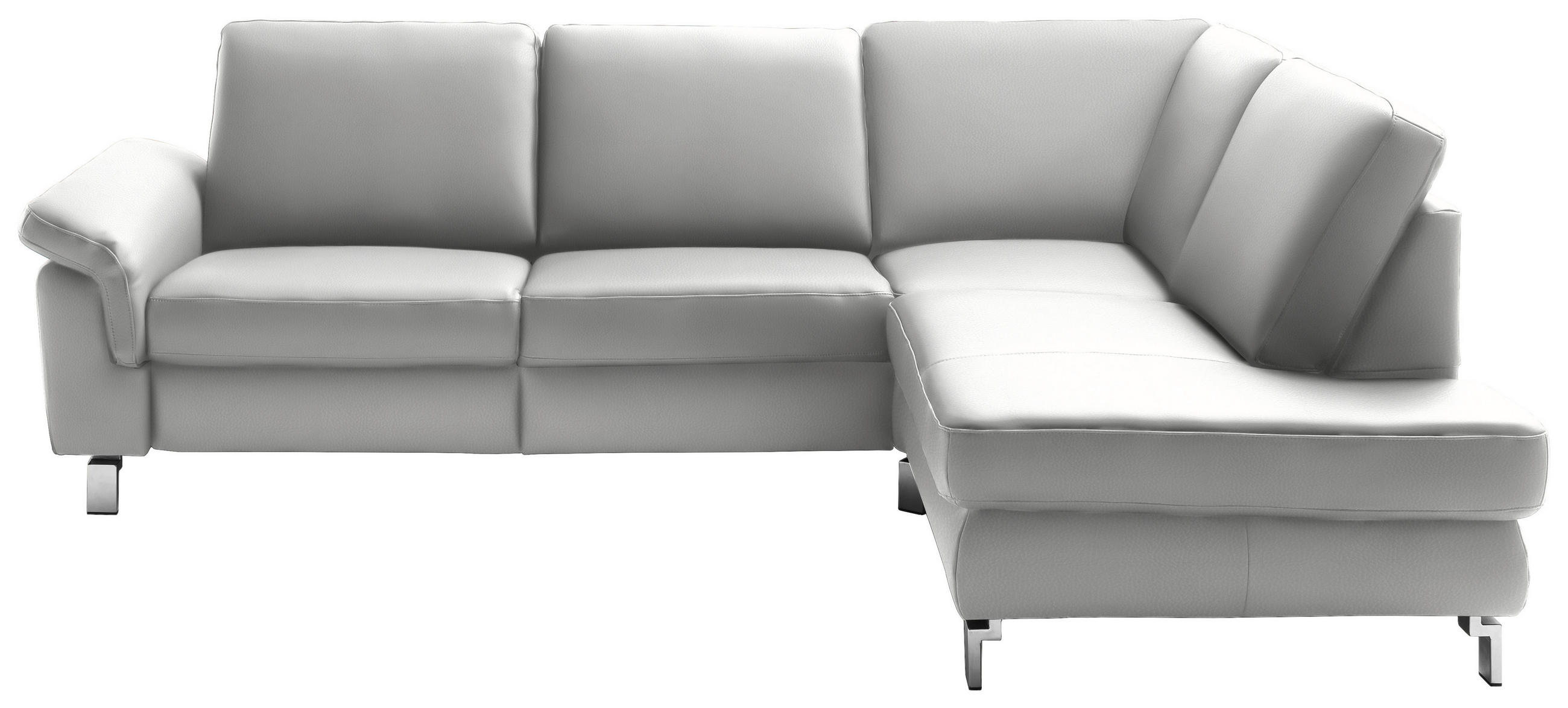 ECKSOFA Echtleder Hellgrau  - Chromfarben/Hellgrau, Design, Leder/Metall (271/200cm) - Pure Home Lifestyle