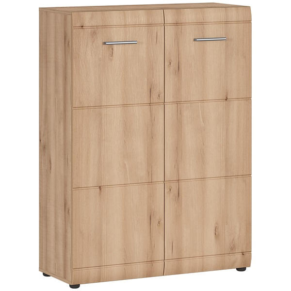 SCHUHSCHRANK Weiß, Buchefarben - Buchefarben/Silberfarben, Design, Holzwerkstoff/Kunststoff (89/120/37cm) - Carryhome
