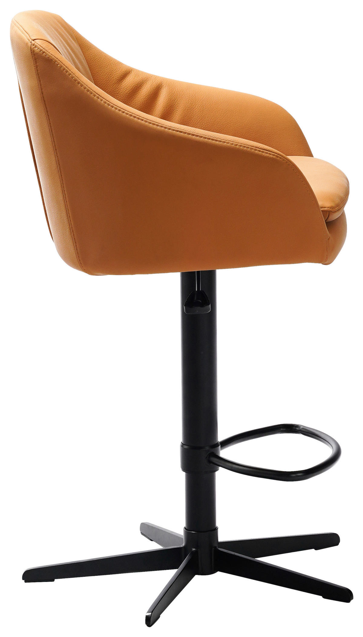 BARHOCKER in Metall, Leder Cognac, Schwarz  - Cognac/Schwarz, Design, Leder/Metall (54,5/88-108/53,5cm) - Cassando