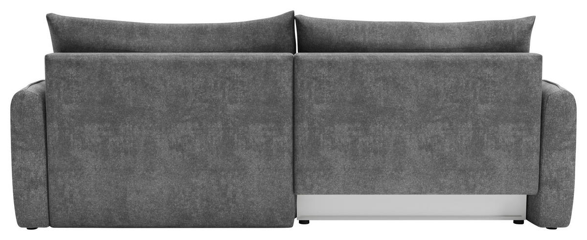 ECKSOFA Graphitfarben Struktur Rückenkissen, Bettkasten, Schlaffunktion, Rücken echt, Liegefläche im Originalstoff  - Schwarz/Graphitfarben, KONVENTIONELL, Kunststoff/Textil (266/148cm) - Milino