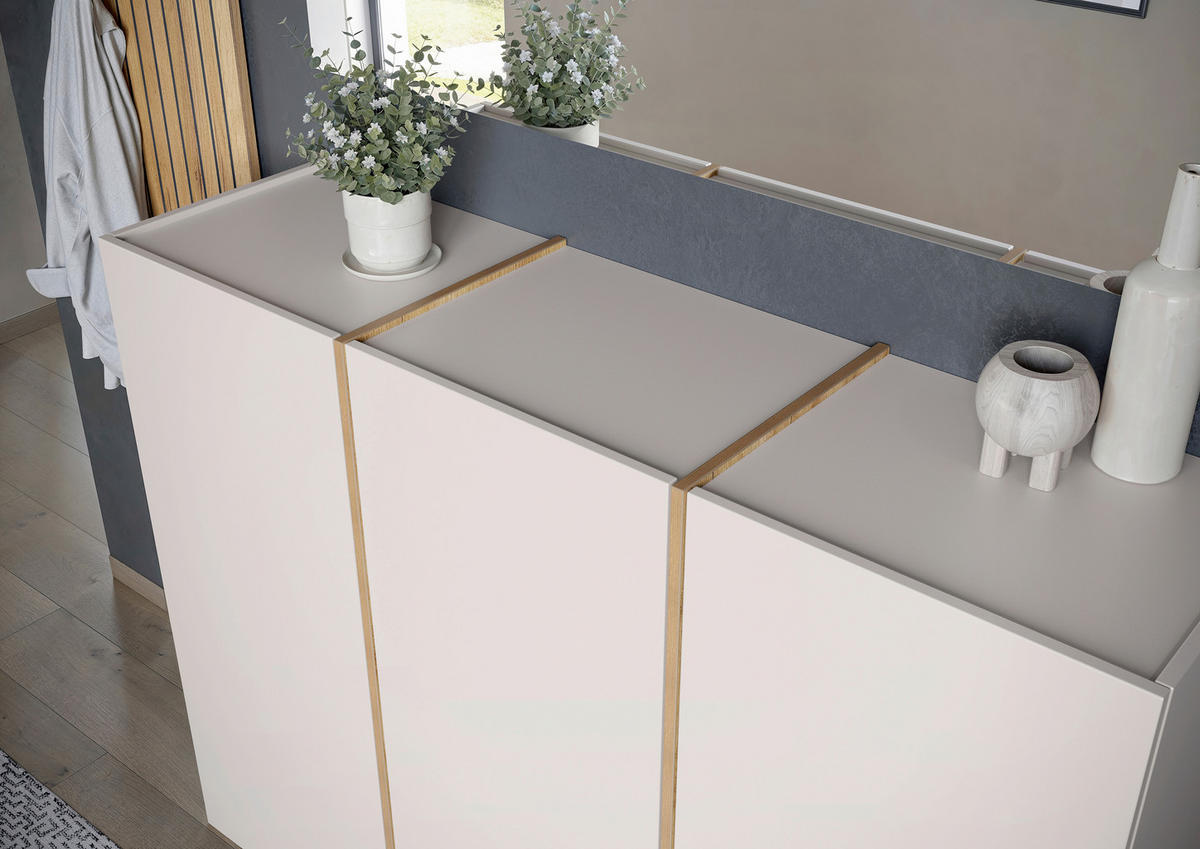 SCHUHSCHRANK Eichefarben, Kaschmir  - Kaschmir/Eichefarben, Design, Holzwerkstoff/Kunststoff (138/103/38cm)