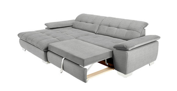 ECKSOFA in Mikrofaser Hellgrau  - Chromfarben/Hellgrau, Design, Textil/Metall (180/265cm) - Carryhome