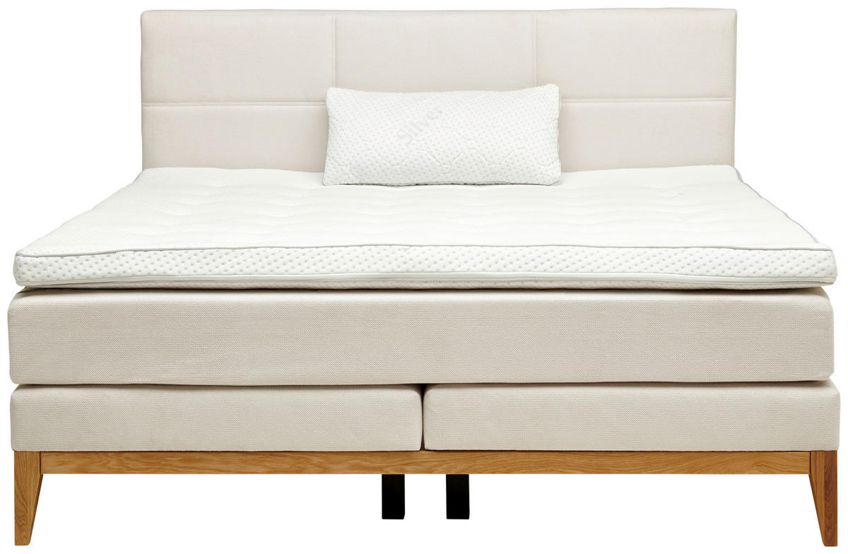 BOXSPRINGBETT 180/200 cm  in Beige  - Eichefarben/Beige, KONVENTIONELL, Holz/Textil (180/200cm) - Carryhome