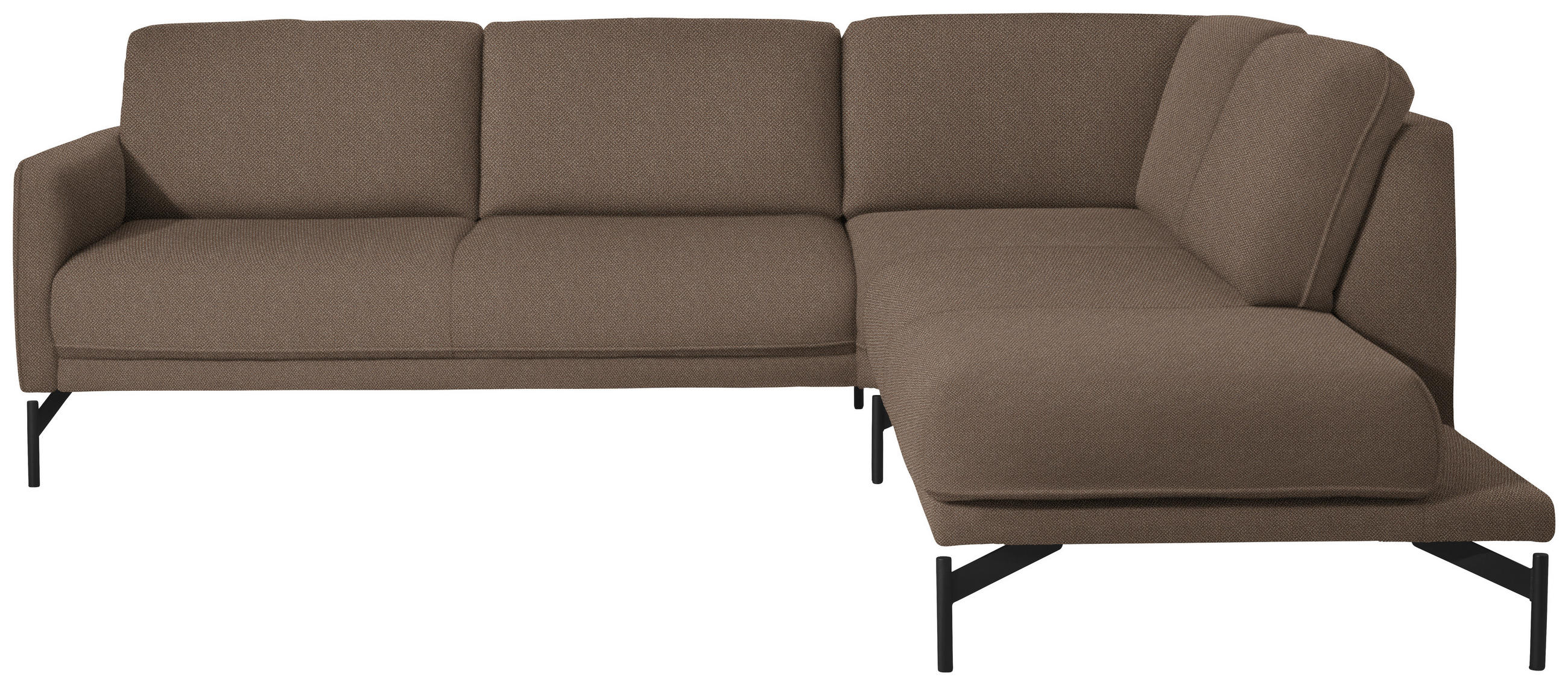 ECKSOFA in Flachgewebe, Struktur Braun  - Anthrazit/Braun, Design, Textil/Metall (254/230cm) - Johann Jakob