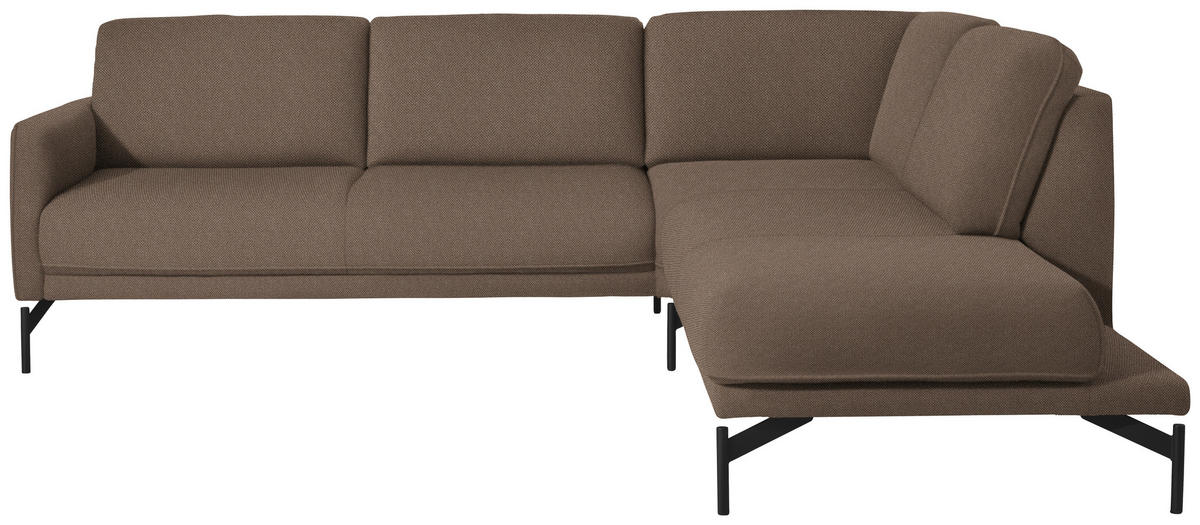 ECKSOFA in Flachgewebe, Struktur Braun  - Anthrazit/Braun, Design, Textil/Metall (254/230cm) - Johann Jakob