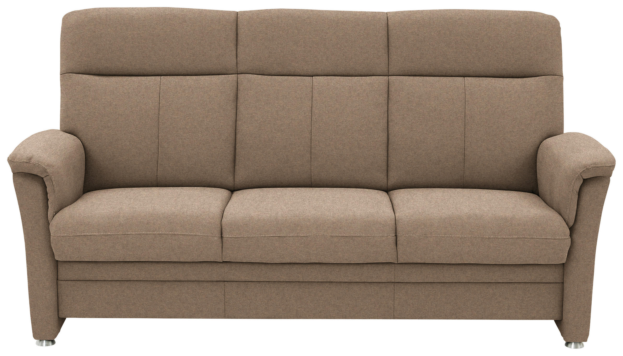 3-SITZER-SOFA  in Flachgewebe Hellbraun  - Hellbraun/Alufarben, KONVENTIONELL, Textil/Metall (194/100/89cm) - Beldomo Comfort