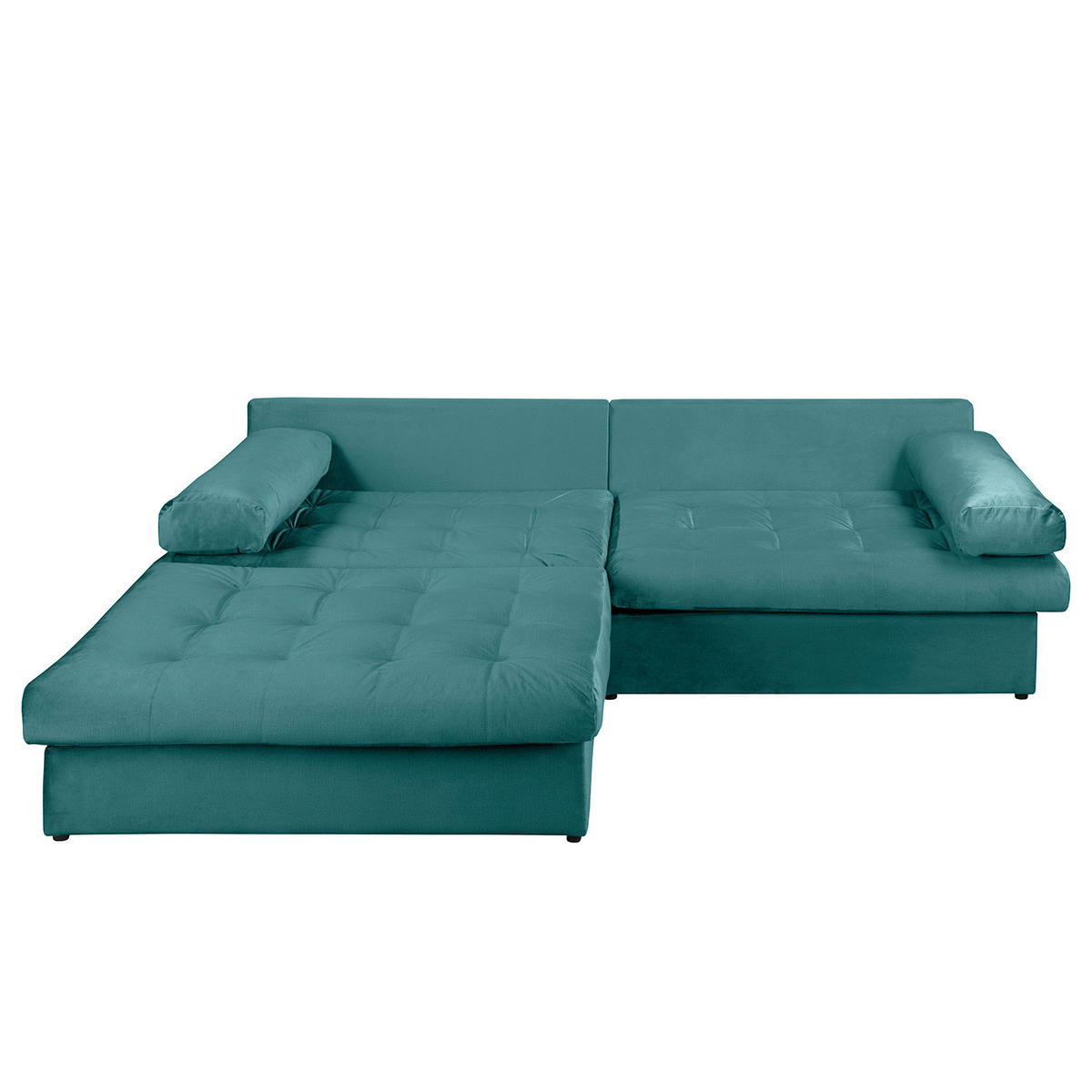 ECKSOFA Naomi in Velours Blau Rückenkissen  243/284 cm  - Blau/Schwarz, Design, Kunststoff/Textil (243/284cm) - P & B