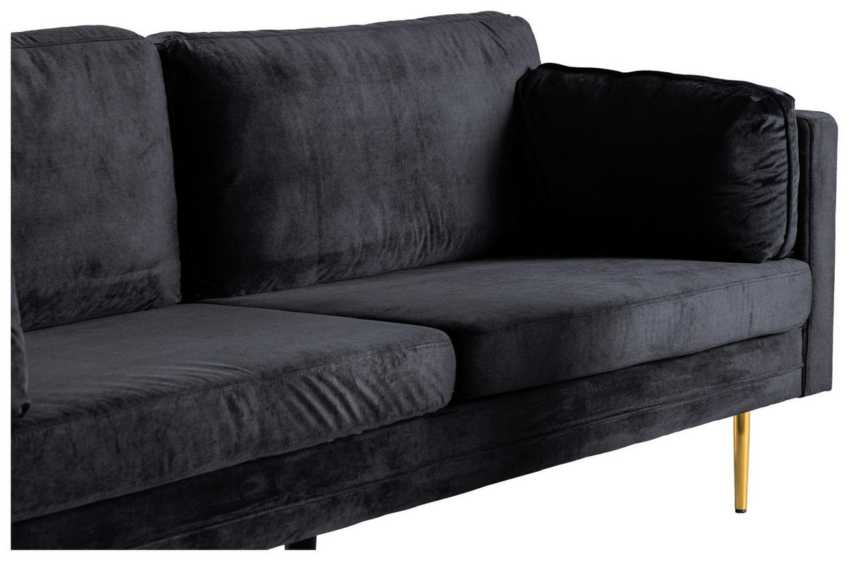 2-SITZER-SOFA in Schwarz, Goldfarben  - Goldfarben/Schwarz, Design, Textil/Metall (203/84/90cm) - Livetastic