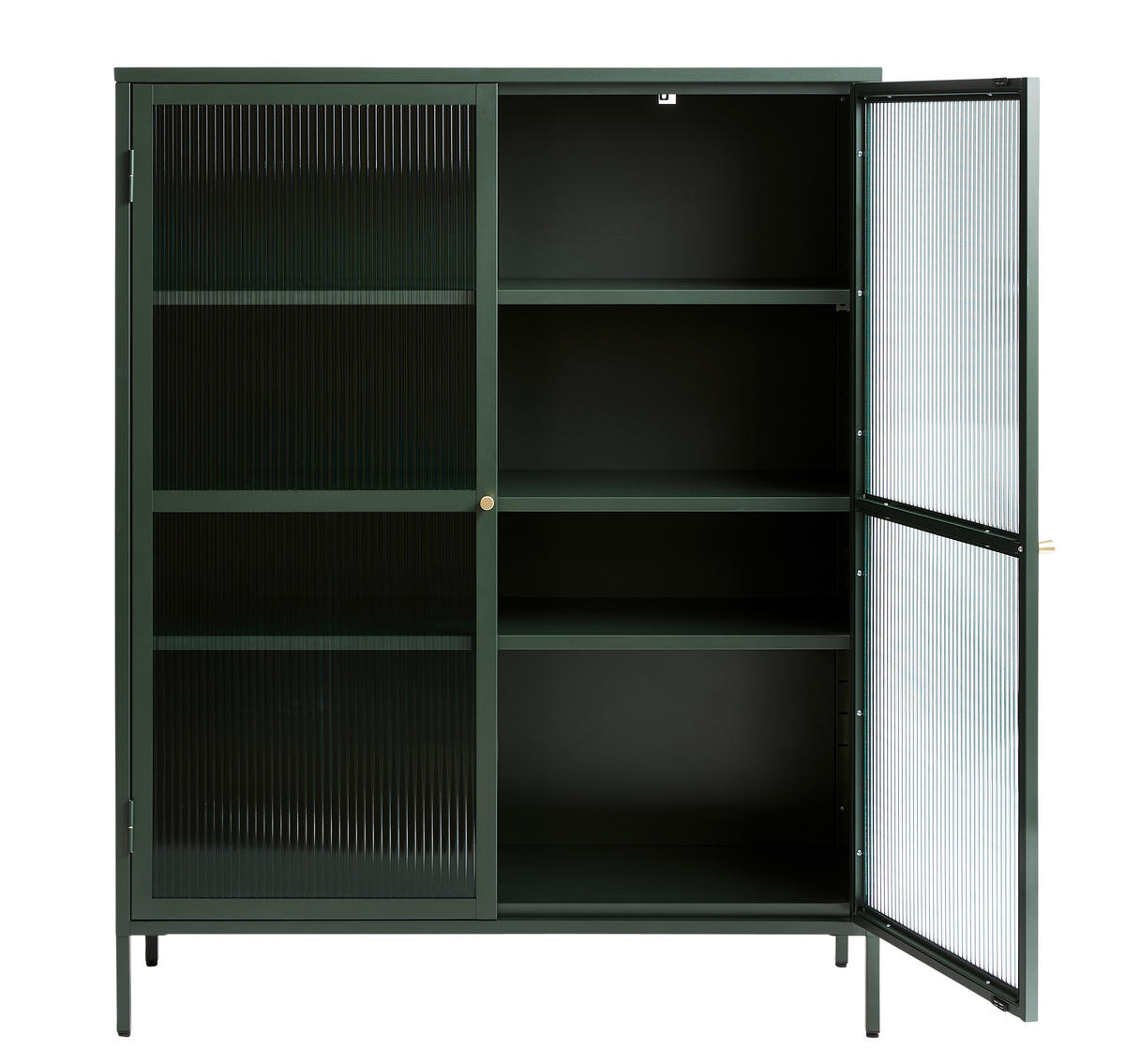 HIGHBOARD BRONCO GLASS CABINET H140 CM BRONCO GLASS CABINET H140 CM Grün, Goldfarben  110/140/40 cm  - Goldfarben/Grün, MODERN, Glas/Metall (110/140/40cm) - Lomoco