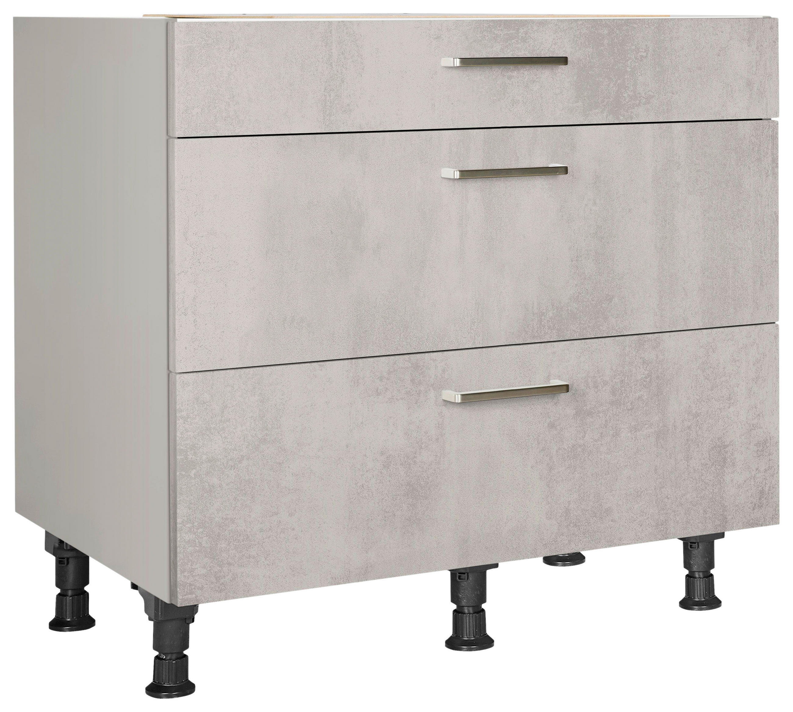 SCHUBKASTENUNTERSCHRANK 90/87/56 cm  in Hellgrau  - Edelstahlfarben/Hellgrau, MODERN, Holzwerkstoff/Metall (90/87/56cm) - Nobilia