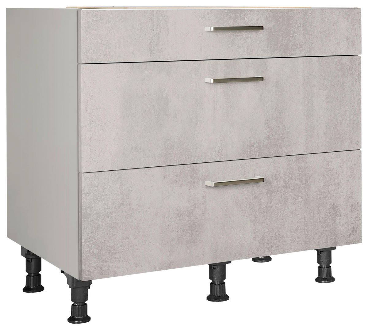 SCHUBKASTENUNTERSCHRANK 90/87/56 cm  in Hellgrau  - Edelstahlfarben/Hellgrau, MODERN, Holzwerkstoff/Metall (90/87/56cm) - Nobilia