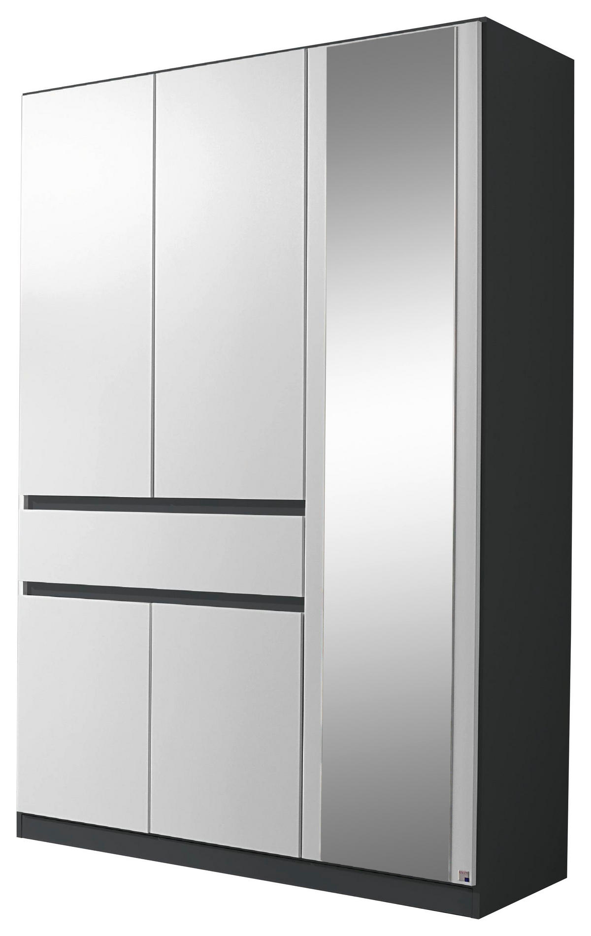 KLEIDERSCHRANK 136/197/54 cm 5-türig Grau, Weiß  - Weiß/Grau, Design, Glas/Holzwerkstoff (136/197/54cm) - Rauch Möbel