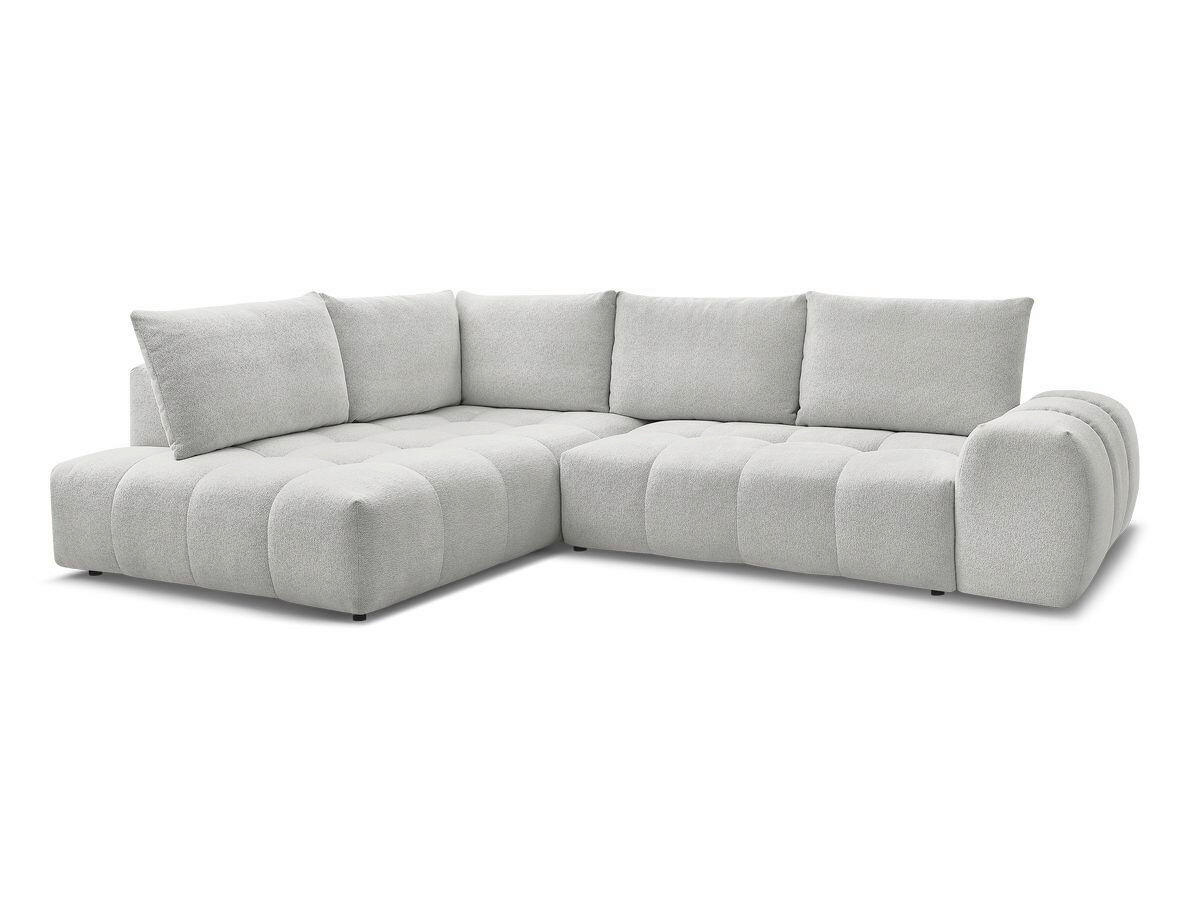ECKSCHLAFSOFA EVEREST  mit Rücken echt, Armteil links, Armteil rechts Flachgewebe Hellgrau  - Hellgrau/Schwarz, MODERN, Kunststoff/Textil (320/212cm)